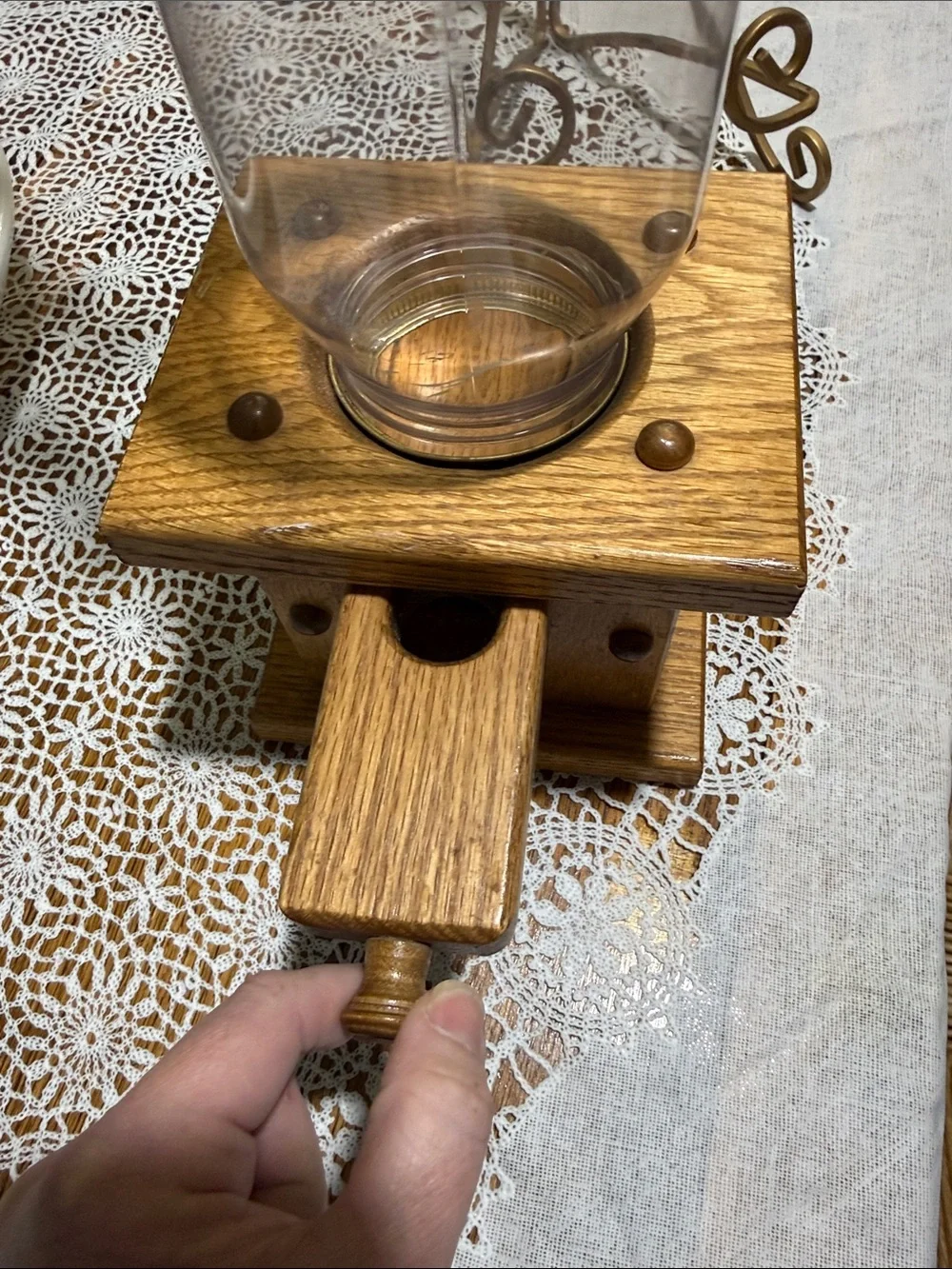 Vintage wood Amish gumball/nut dispenser